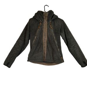 Kuhl Women's Medium Flight Fleece Hooded Jacket Gray Zip Up Warm fuzzy Outdoor